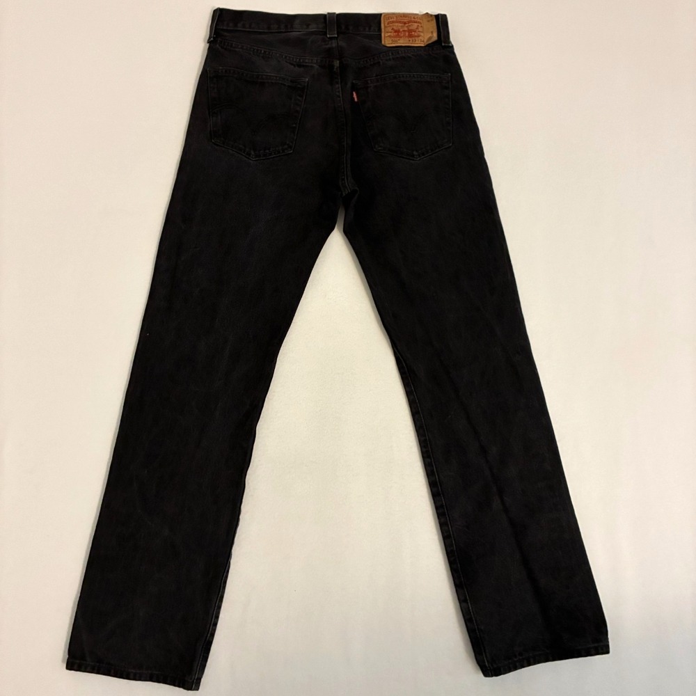 Levi's 501 Jeans Mens 33x34 (Fits 33x33) Black Denim Straight Fit Button Fly